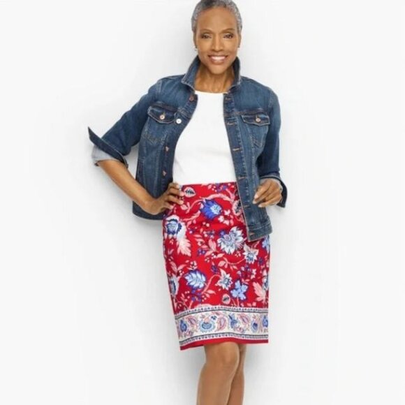 NWT Talbots Canvas A-Line Skirt Climbing Floral - 14P - Picture 2 of 10